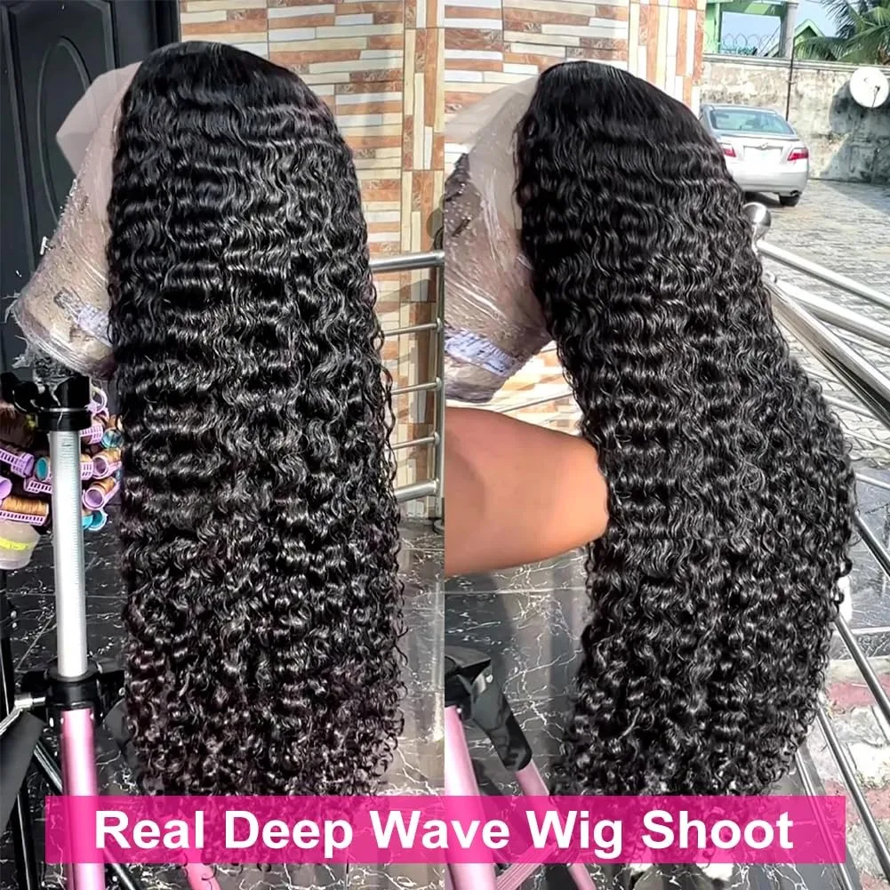 

32 Inch Deep Wave Lace Front Wigs Human Hair 13x4 HD Lace Front Wigs Human Hair Pre Plucked Brazilian Curly Wig 200% Density