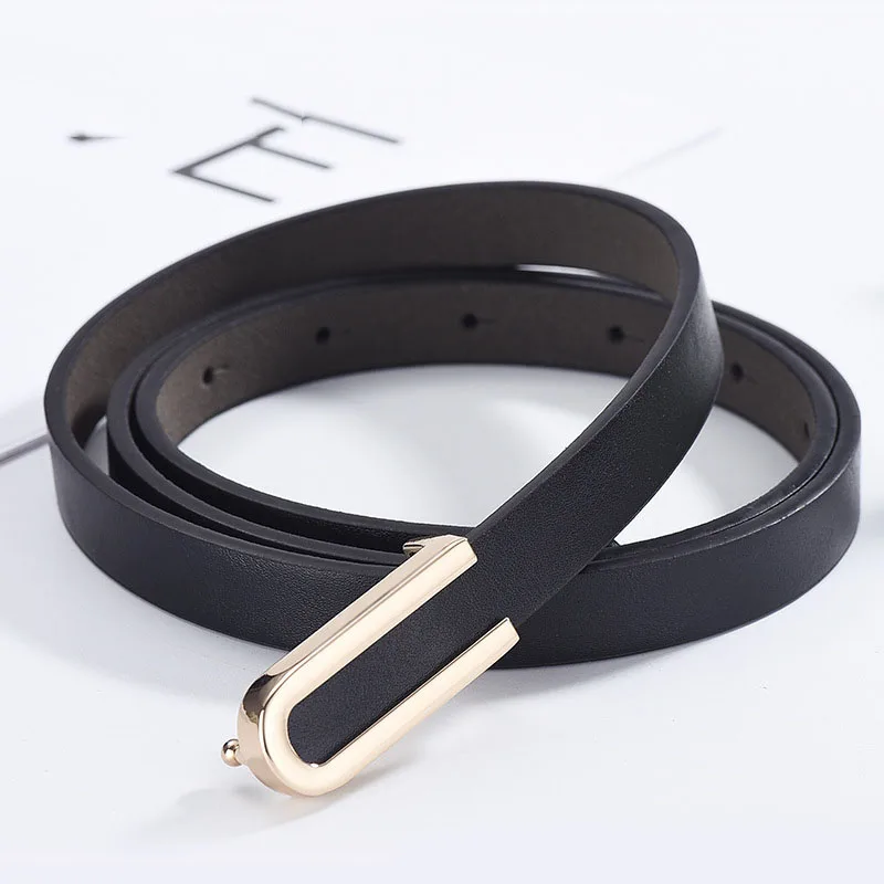 Belt For Dresses Woman High Quality Trend Thin Waistband Fashion Brand Leather Women Waist Belts Gold Buckle White Belt DT078