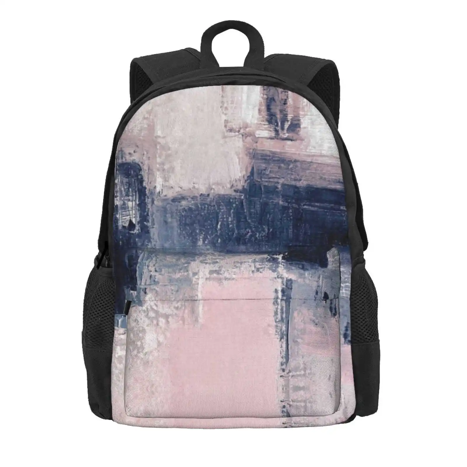 Pink And Navy 2 Hot Sale Schoolbag Backpack Fashion Bags Pink Navy Blue Triptych Set Of 3 Abstract Large Digital Download