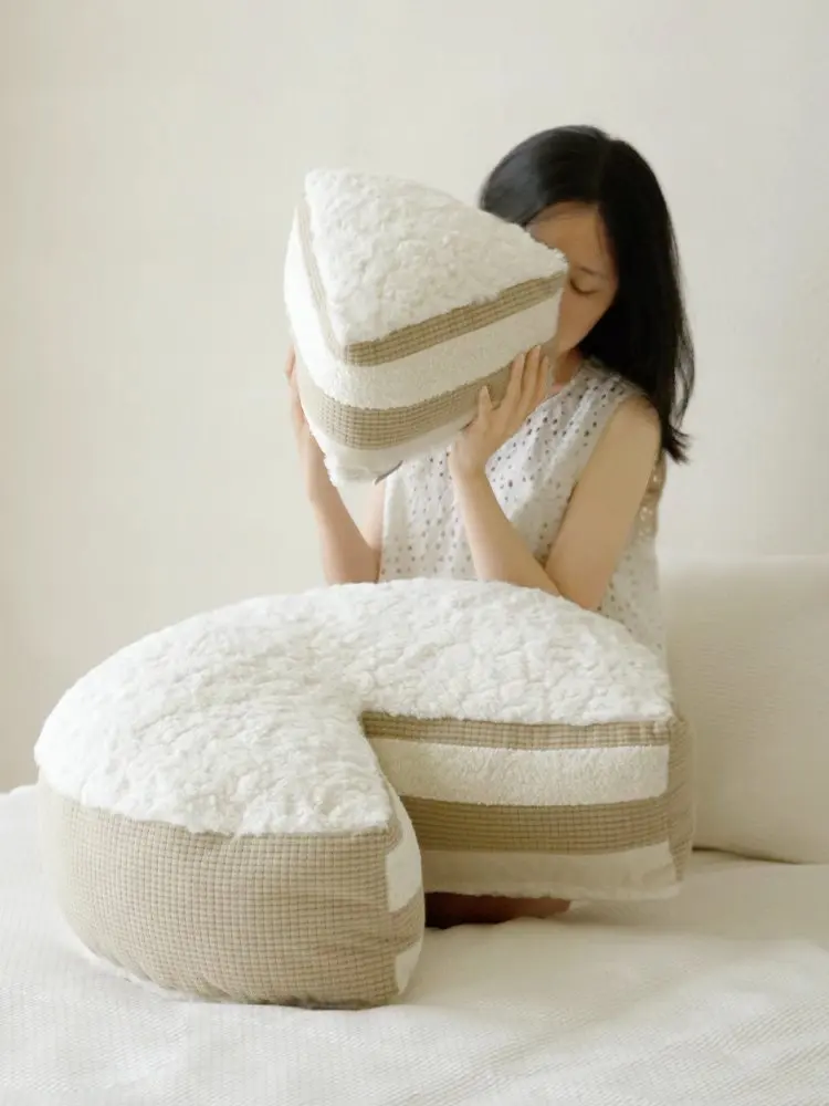 Almond Milk Cover Cute Cake Block Living Room Sofa Tatami Fun Throwing Pillow Cushion Cushion Bag