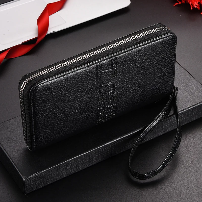 Men Leather Wallets Long Design Causal Purses Male Zipper Wallet Coin Card Holders Slim Money Bag High Capacity Credit Case