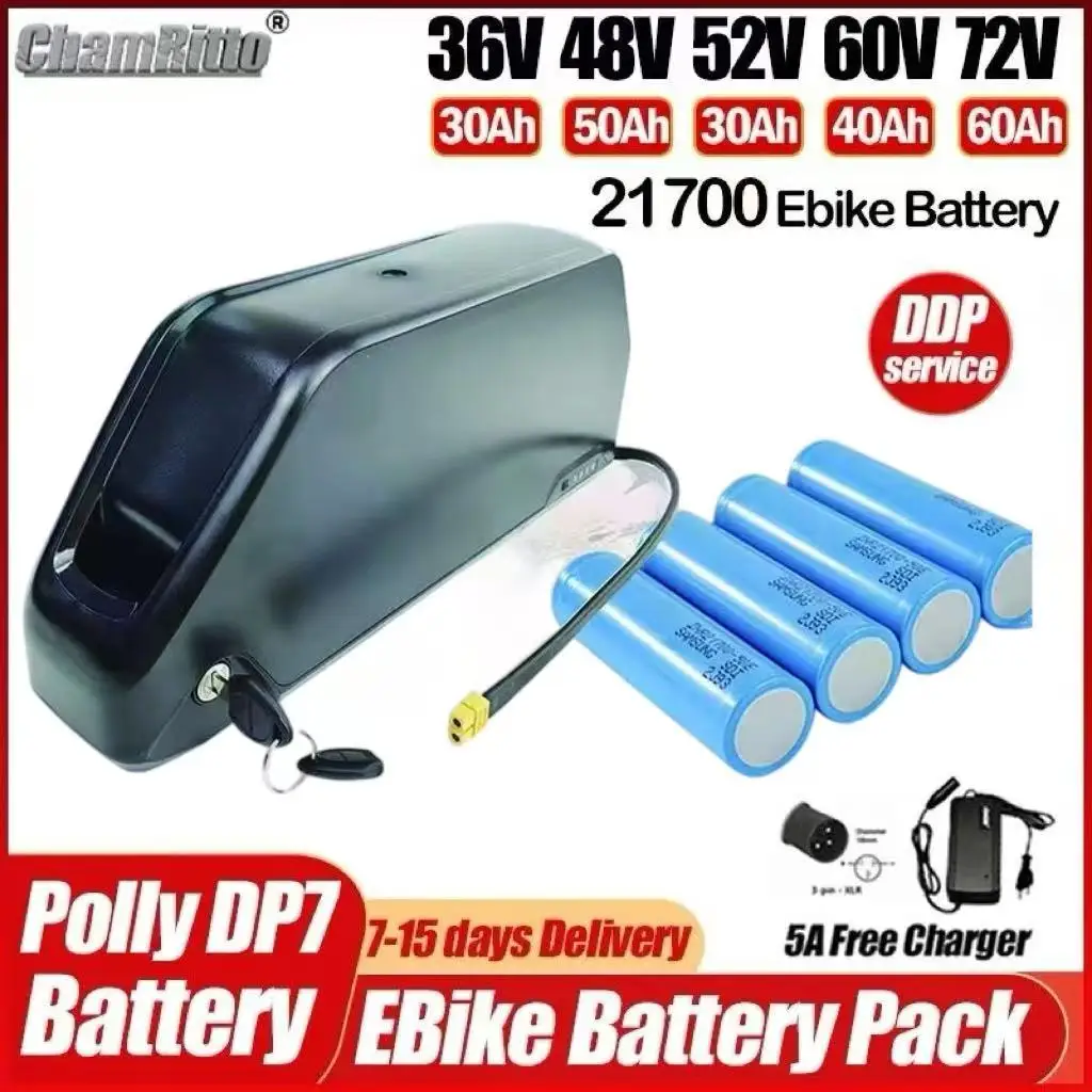 

Электрический велосипед Hailong 36 В 48 В 52 В 60 В 72 В 25 Ач 30 40 Ач 50 Ач 60 Ач 2000 Вт Аккумуляторная трубка Baterie 72 В 3000 Вт 21700 Литиевая батарея