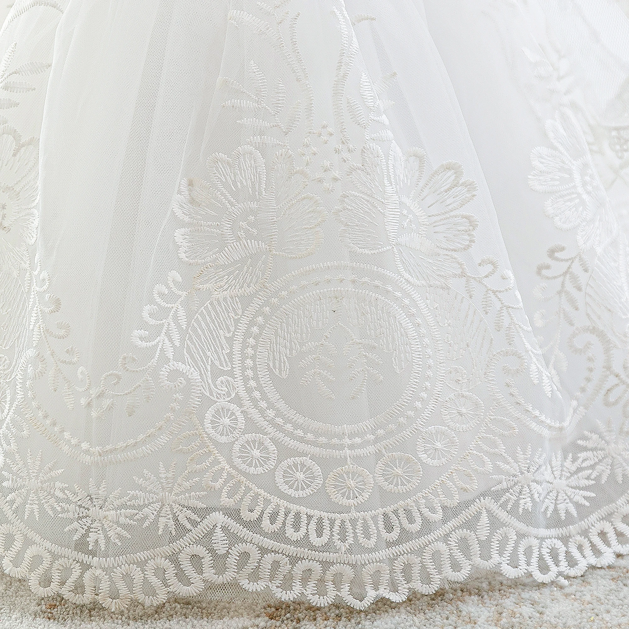 Kleinkind Langarm Taufkleid für Mädchen Elegantes Prinzessinnenkleid für 1. Geburtstag Hochzeit Party Mädchen Schleifenkleid Brautjungfern Festkleid – Detail 7