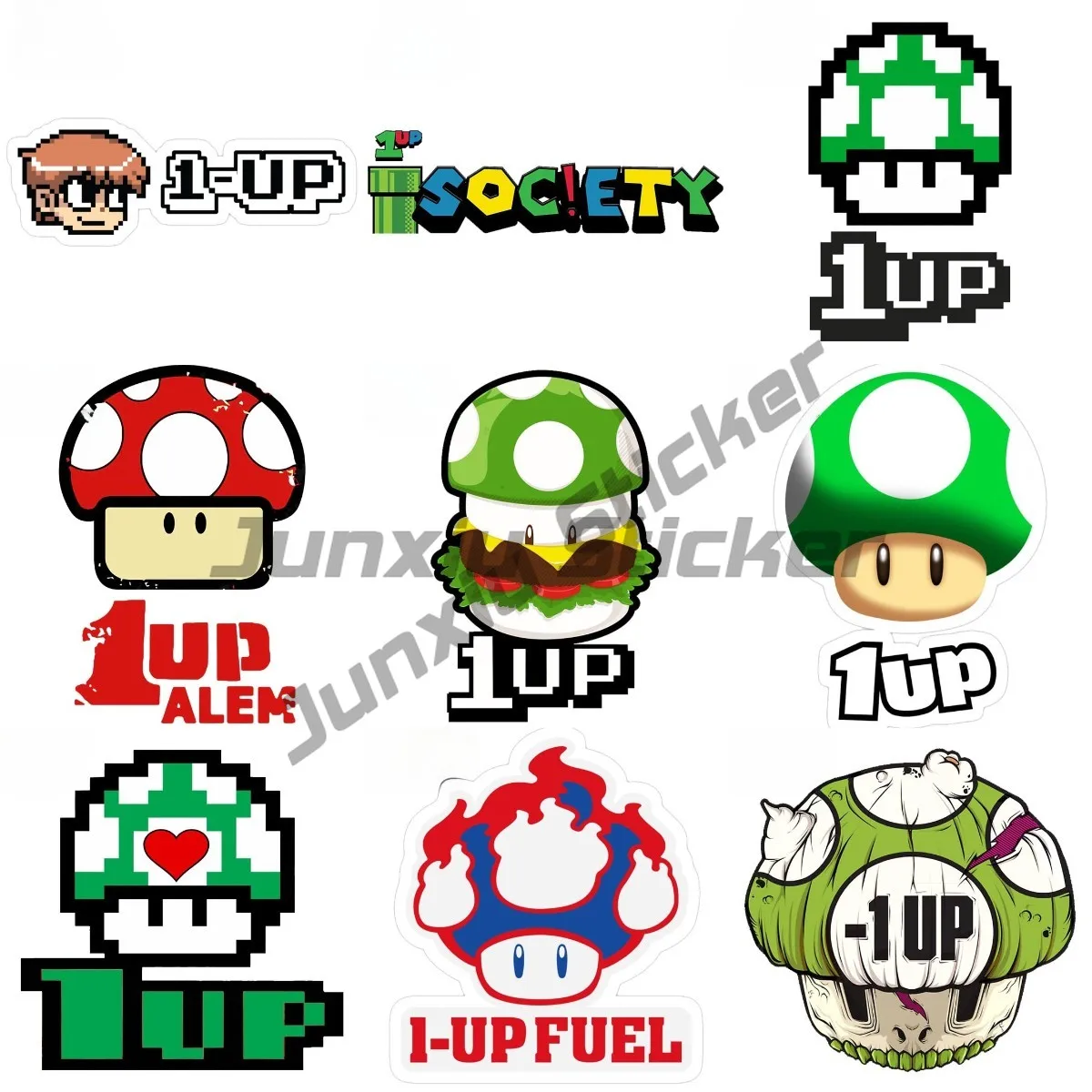 Mushroom Game 1up Car Sticker Vinyl Window Helmet Toolbox Arcade Decals DIY Motorcycle Racing Stickers