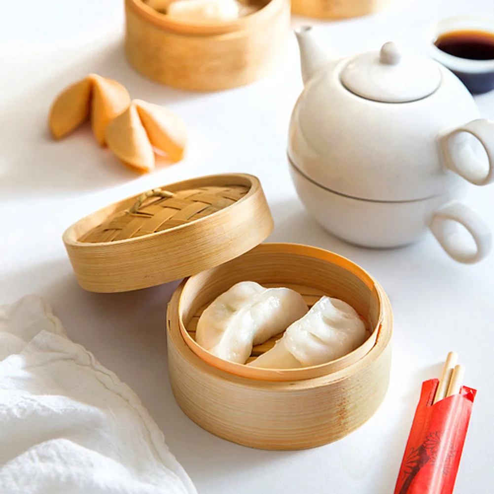 

2 шт. бамбуковые мини-круглые инструменты для приготовления пищи Dim Sum, домашняя кухня, 9 см, с крышкой ручки, безопасная для еды, паровая, плотная, с плоским дном, быстрая пара