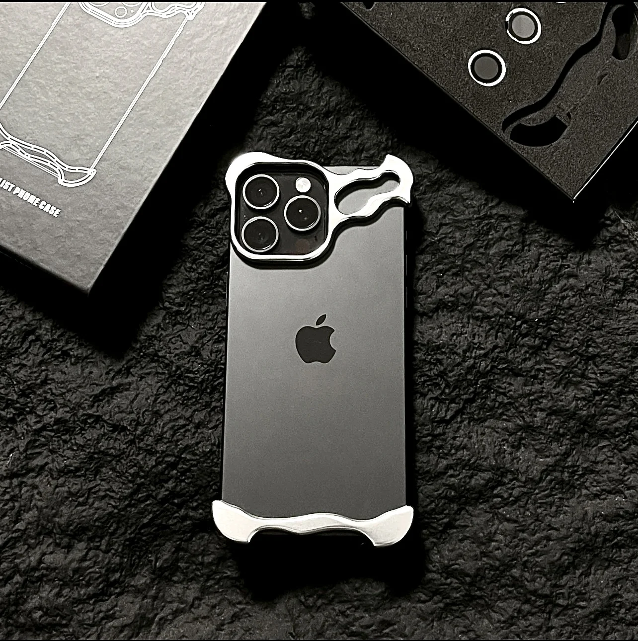 lrregular Metal Bumper Phone Case IPhone 13 14 15 16 Pro Max Plus with Lens Film Protection Bare Aluminum Alloy Shockproof Cover