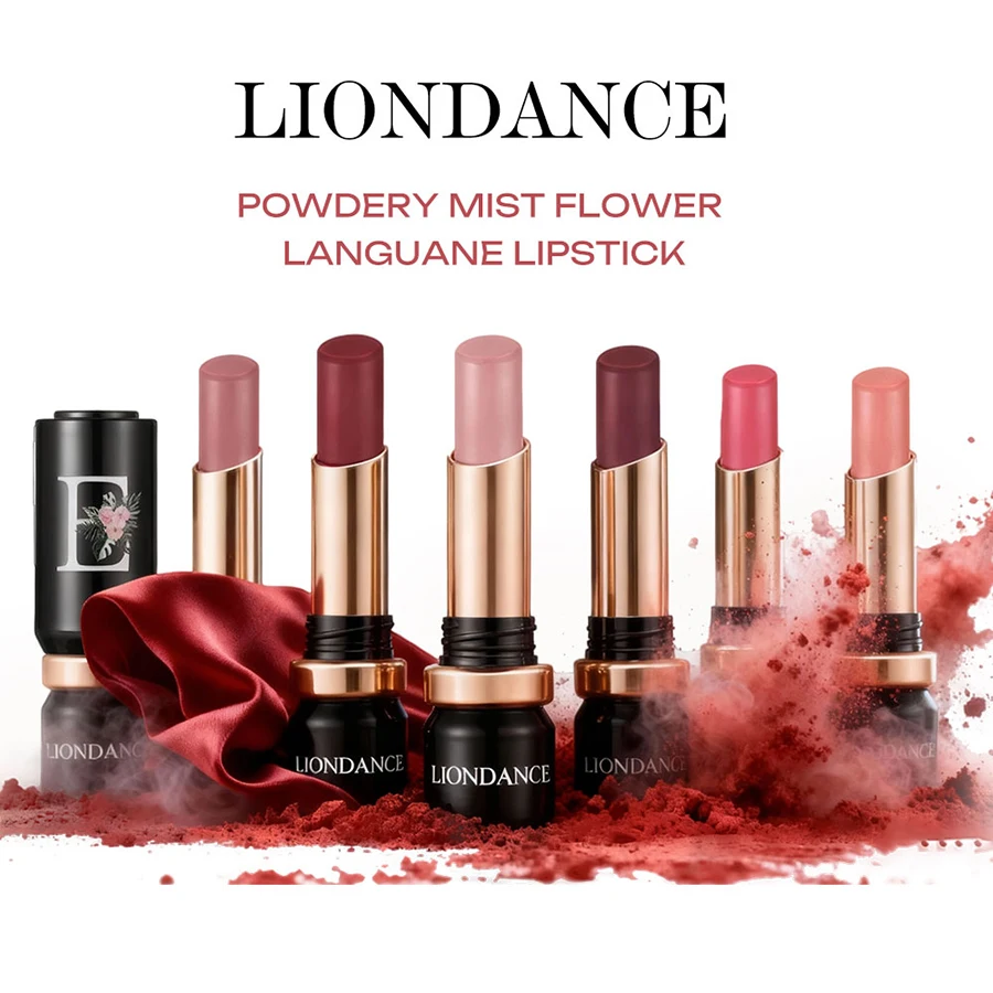 أحمر شفاه LIONDANCE مخملي غير لامع عاري ناعم داكن اللون عالي المصطبغة يدوم طويلاً مقاوم للماء بلسم شفاه للنساء هدية للفتيات