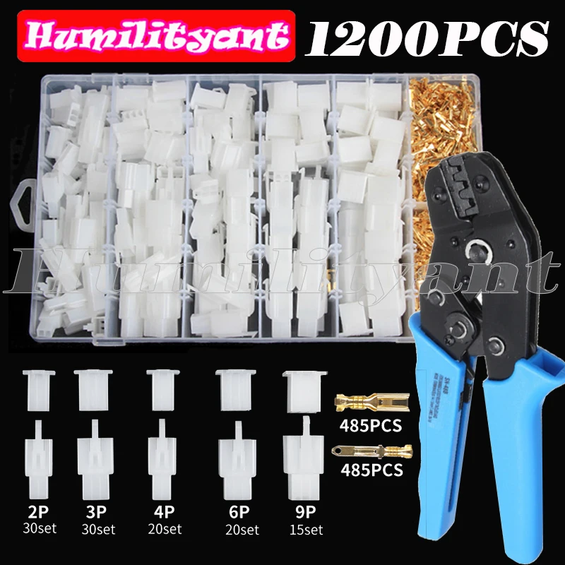 

1200-200PCS 2.8mm 2/3/4/6/9 pin Automotive Male Female Cable Terminal Motorcycle Plugs Wire Connector Kit with 1Pc Crimp Plier