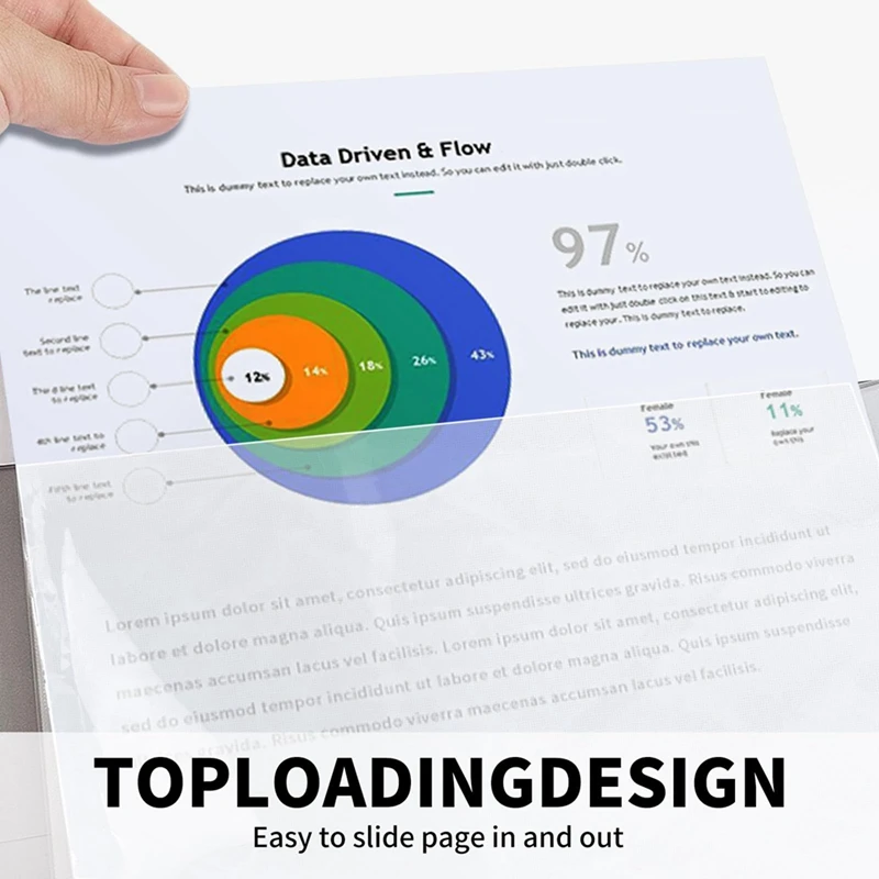 200PCS A4 Multipurpose File 11-Hole Loose Leaf Clear Sheet Page Document Punched Pocket Folder Protector For Files Paper Durable