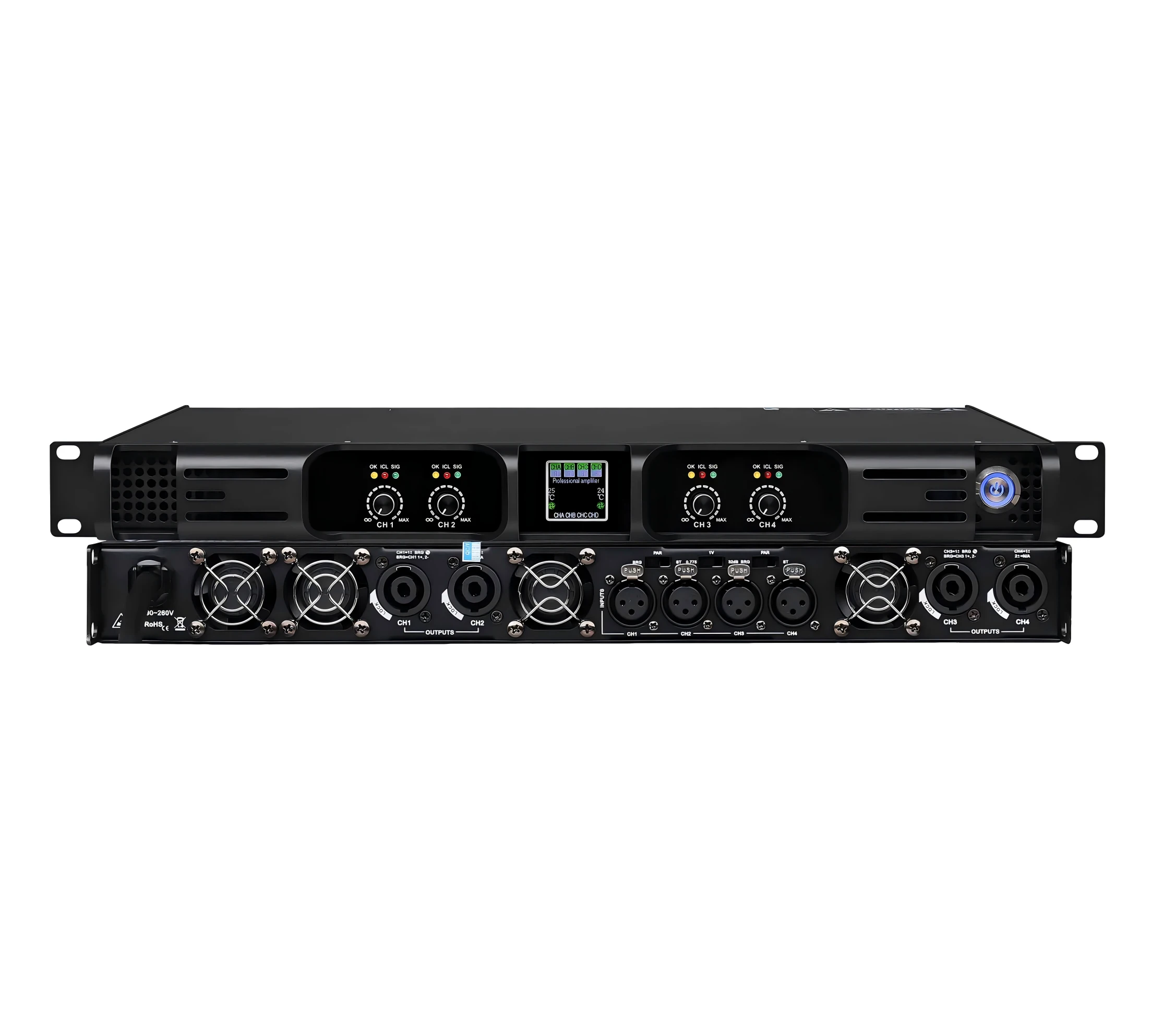 

Professional 2/4 Channel Power Class D Audio Amplifier Board Digital Amplifier 1000w Metal Amp for Stage Use