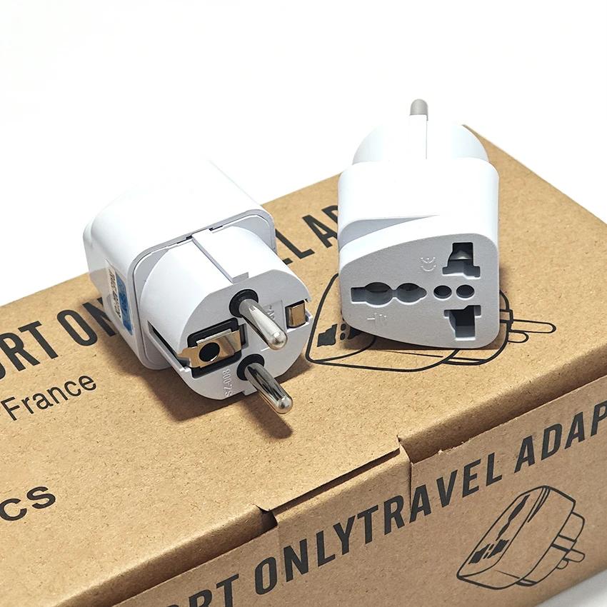 1/20pcs Universal Travel Adapter Socket To EU Schuko Plug Converter 10A 250V European Travel Power Adaptor