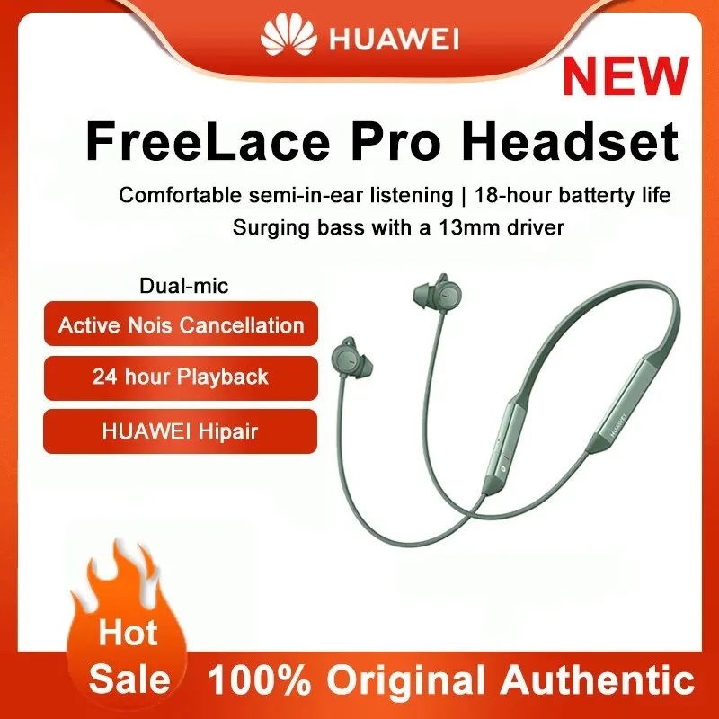 Huawei Freelace Pro Bluetooth Earphones Active Noise Cancellation Headphone Dual-mic 14mm Powerful Dynamic Neckband Headset