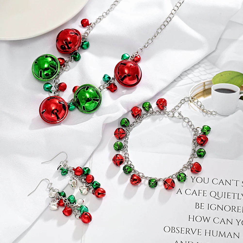 

1Set Christmas Bell Necklace Earrings Bracelet Set Eye-Catching Party Accessories Christmas Earrings Dangle Earring
