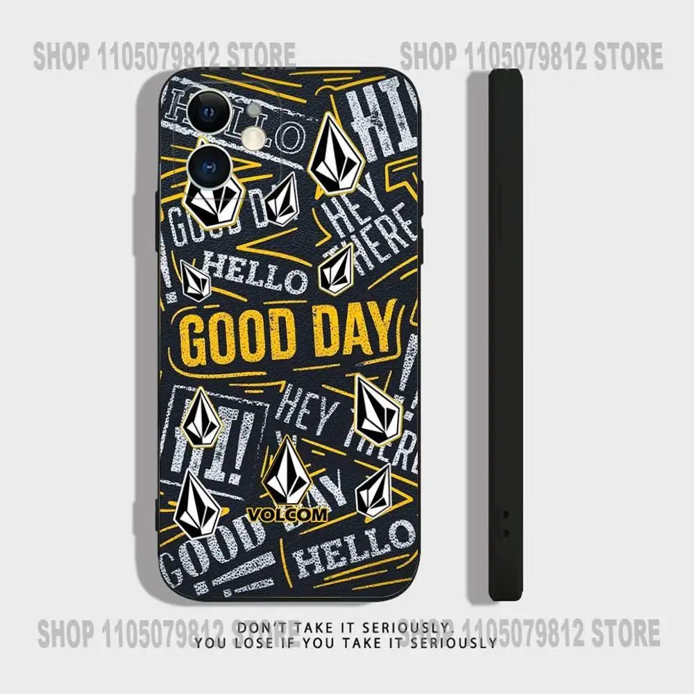 Luksusowe etui na telefon V-Volcom na deskorolkę do iPhone 17 16,15,14,13,12,11,Pro,XS,Max,XR,Plus,Mini Miękki silikonowy czarny wstrząsoodporny
