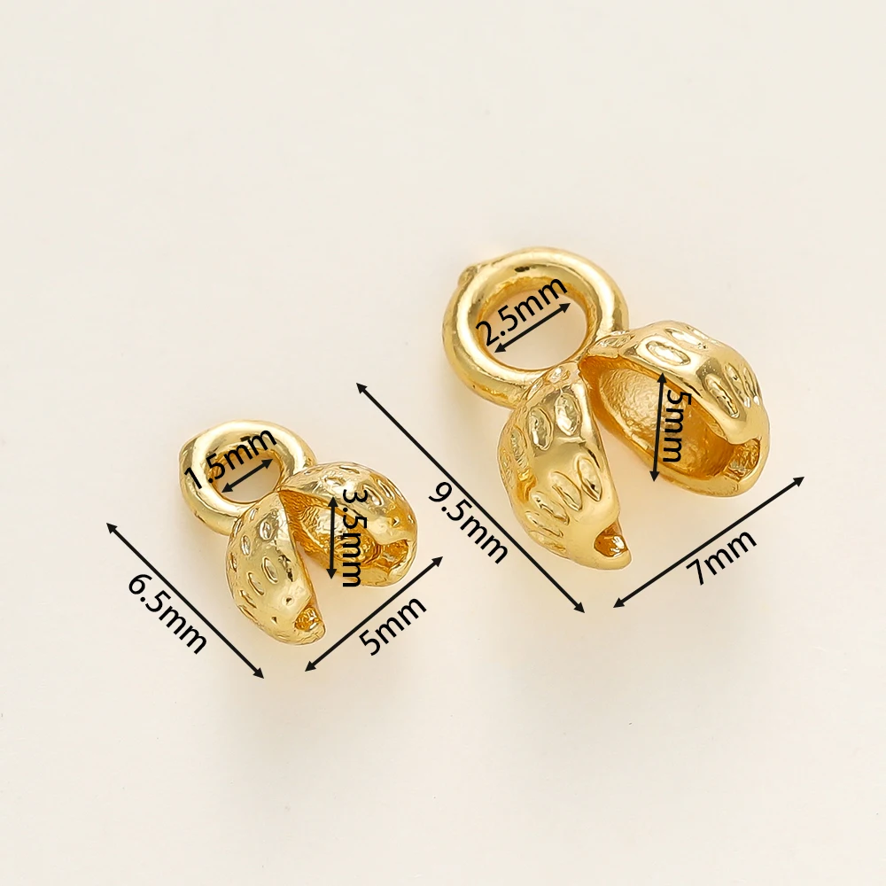 10/20pcs 14/18K Gold Plated Thread Cord Wire Bead Cover Clasp Bracelet End Clasps Connecting Clip Buckle DIY Jewelry Accessories