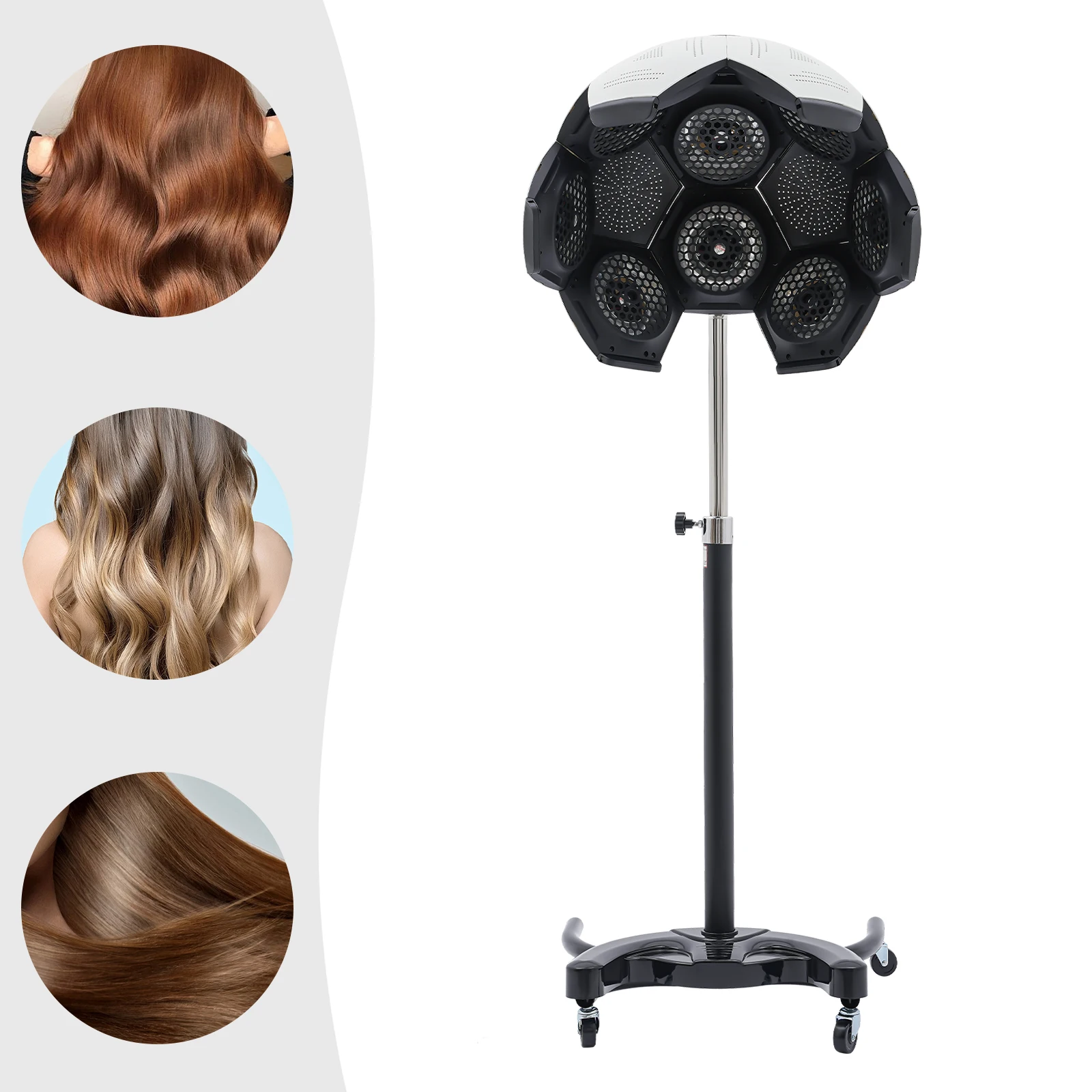 Hooded Hair Dryer Multifunctional Hair Treatment Machine with Adjustable Height 51.18-61.42 inches Floor Standing Hair Dryer