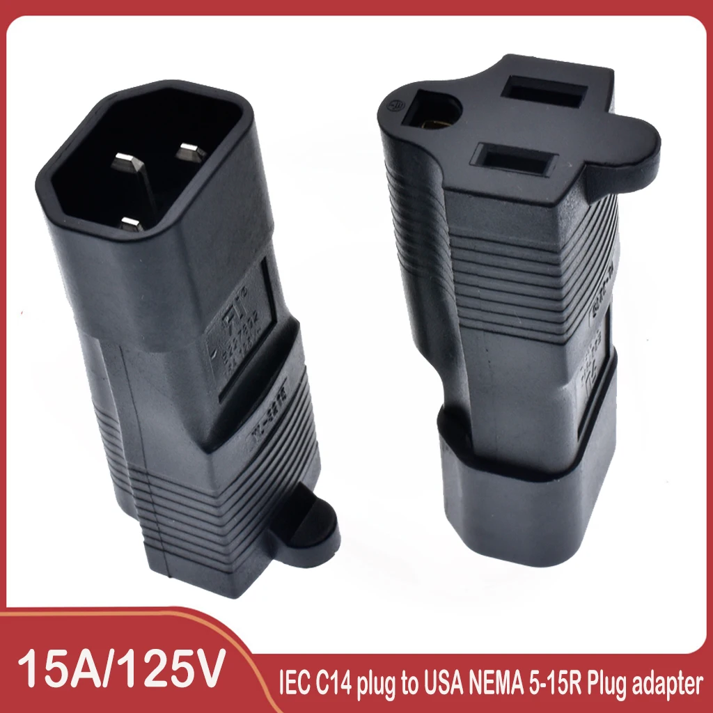 IEC320 C14 to Female US NEMA 5-15R Socket AC Power Adapter Converter Black (YL-3215)