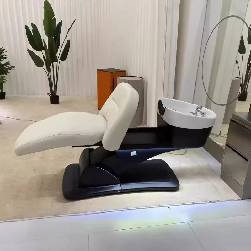 High Quality Two Motor Electric Back Shampoo Chair Custom Shampoo Bed Water Circulation With Foot Control