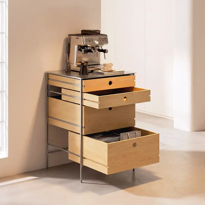 Log wind ocean board chest cabinet dining side cabinet bedroom simple stainless steel storage cabinet small apartment sofa edge