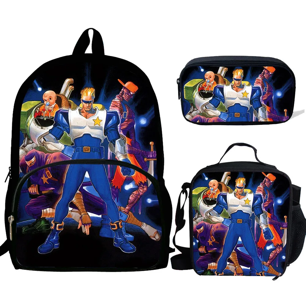 

3Pcs/set Backpack for Boys Girls Game Captain Commando Print School Backpack Teenager Student Rucksack Shoulder Bag Pencil Bags