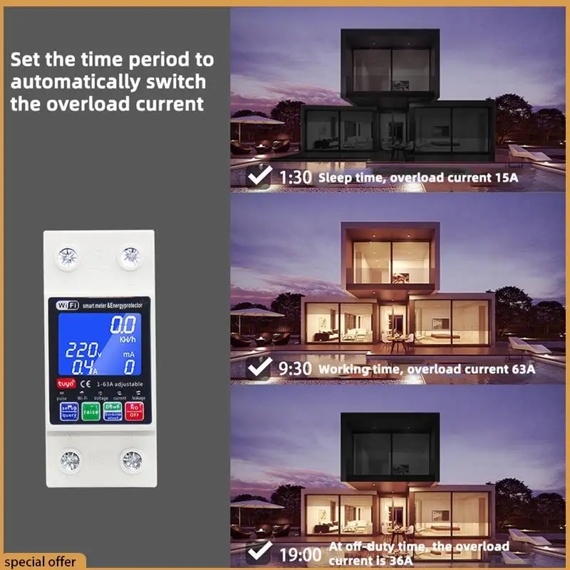 

A68Z автоматический переключатель MCB 63A Tuya Wi-Fi умный автоматический выключатель реле напряжения 220 В защита от утечки для умного дома