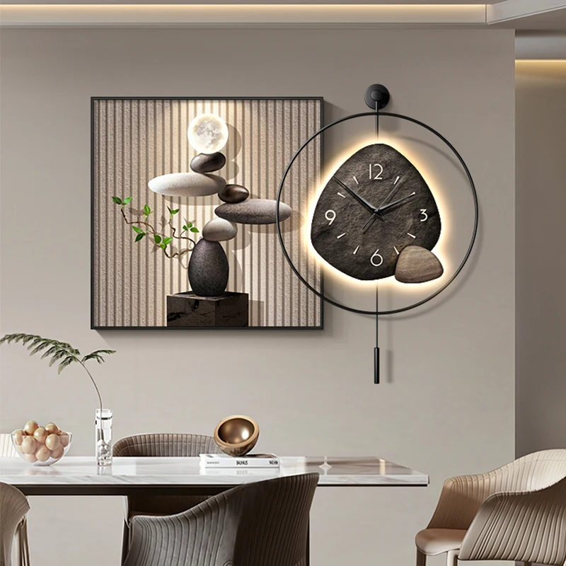 

Modern Art Wall Clock Living Room Creativity Corridor Wall Decor Mute Digital Clock Large Abstract Hanging Painting Wall Watch