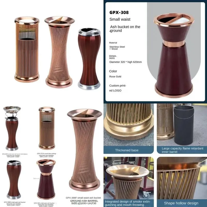 European creative square stainless steel storage bucket open top environmental protection indoor art small waist ashtray