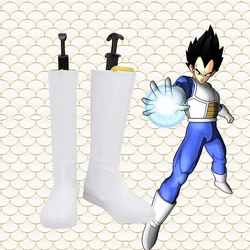 Vegeta Cosplay White Shoes Long Boots Leather Custom Made For Christmas Halloween Party