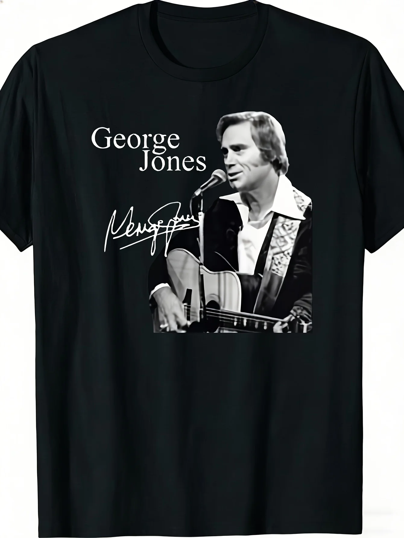 George Jones Signature Vintage Country Music T-Shirt  Official Autograph-Style Graphic Tee With Song Lyrics  Country Design, Unisex  Sizes, Casual Round Neck, Short Sleeve, Slight Stretch Fabric, All-Season Casual Wear, Plus Size