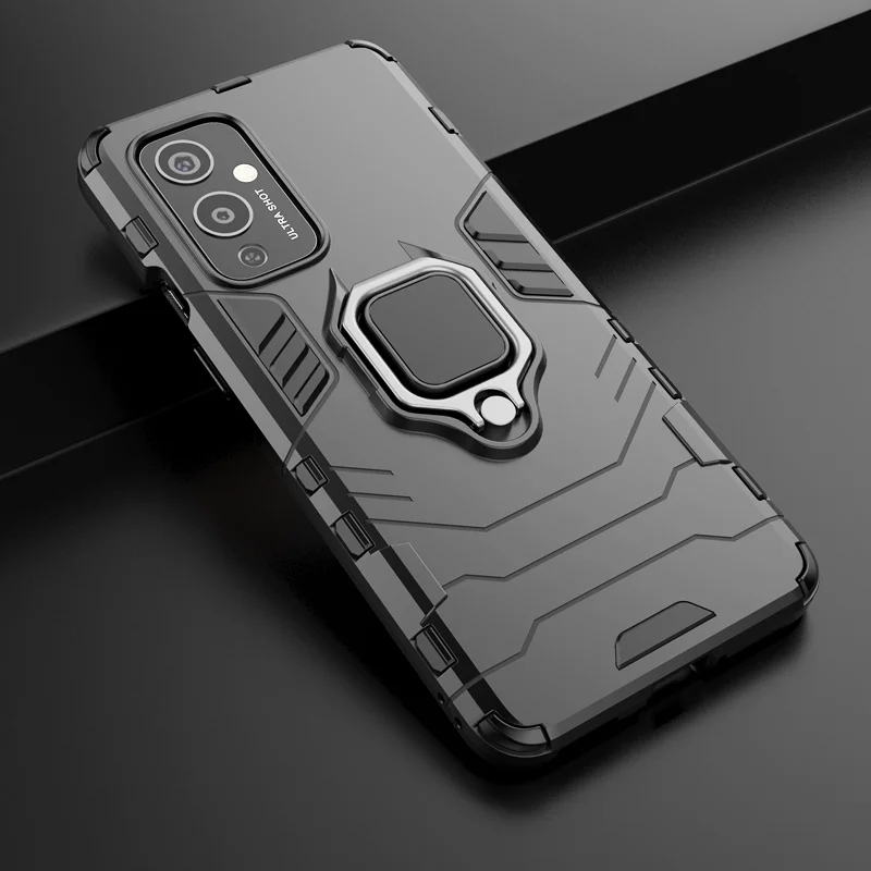 Shockproof Stand Ring Armor Case For OnePlus 9 Pro 9R 9RT OnePlus9RT 9 RT R T Car Bracket Adsorption Slim Cover One Plus 9 Cases