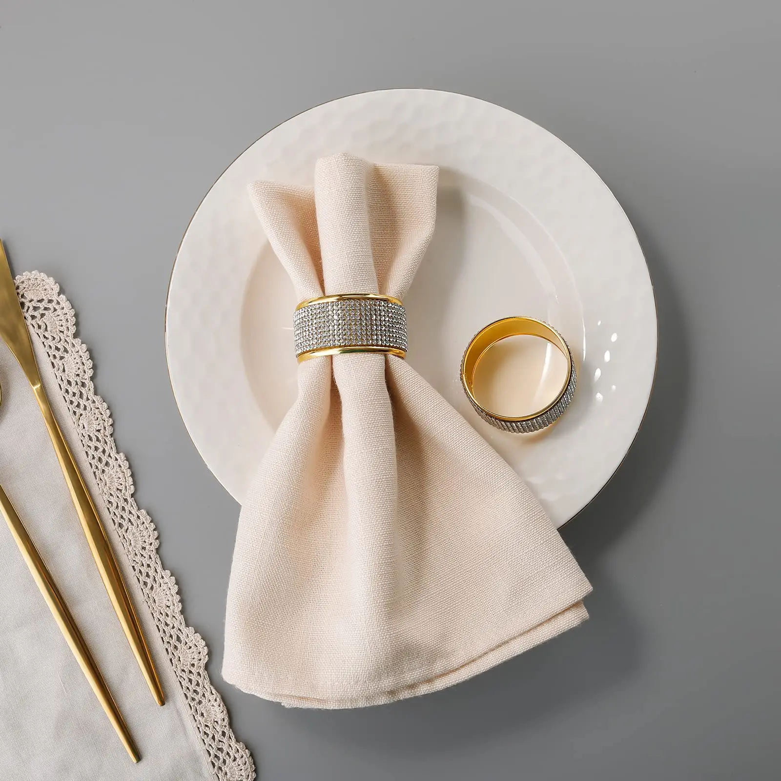 6-24pcs Premium Napkin Rings with Glittering Rhinestones Chic Decorative for Restaurant Bar Home Kitchen Table Supplies