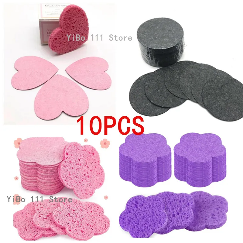 10 STKS Hartvormige Herbruikbare Gezichtssponzen Natuurlijke Gecomprimeerde Reinigingspads Exfoliërende voor Zachte Dagelijkse Gezichtsreiniging