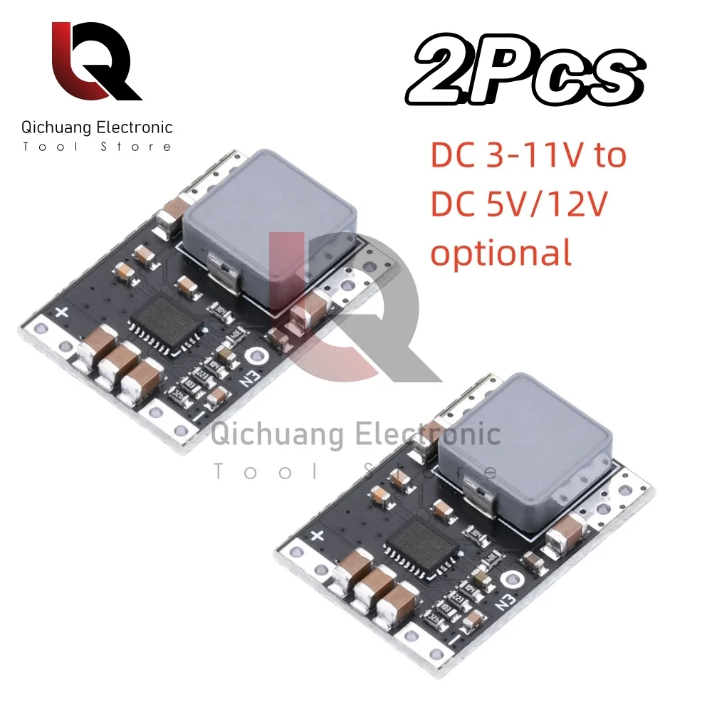 2Pcs DC-DC Booster Power Module Li-ion Lithium Batteries Step UP Converter Module DC 3-11V to DC 5V/12V 4A/3A Voltage Regulator