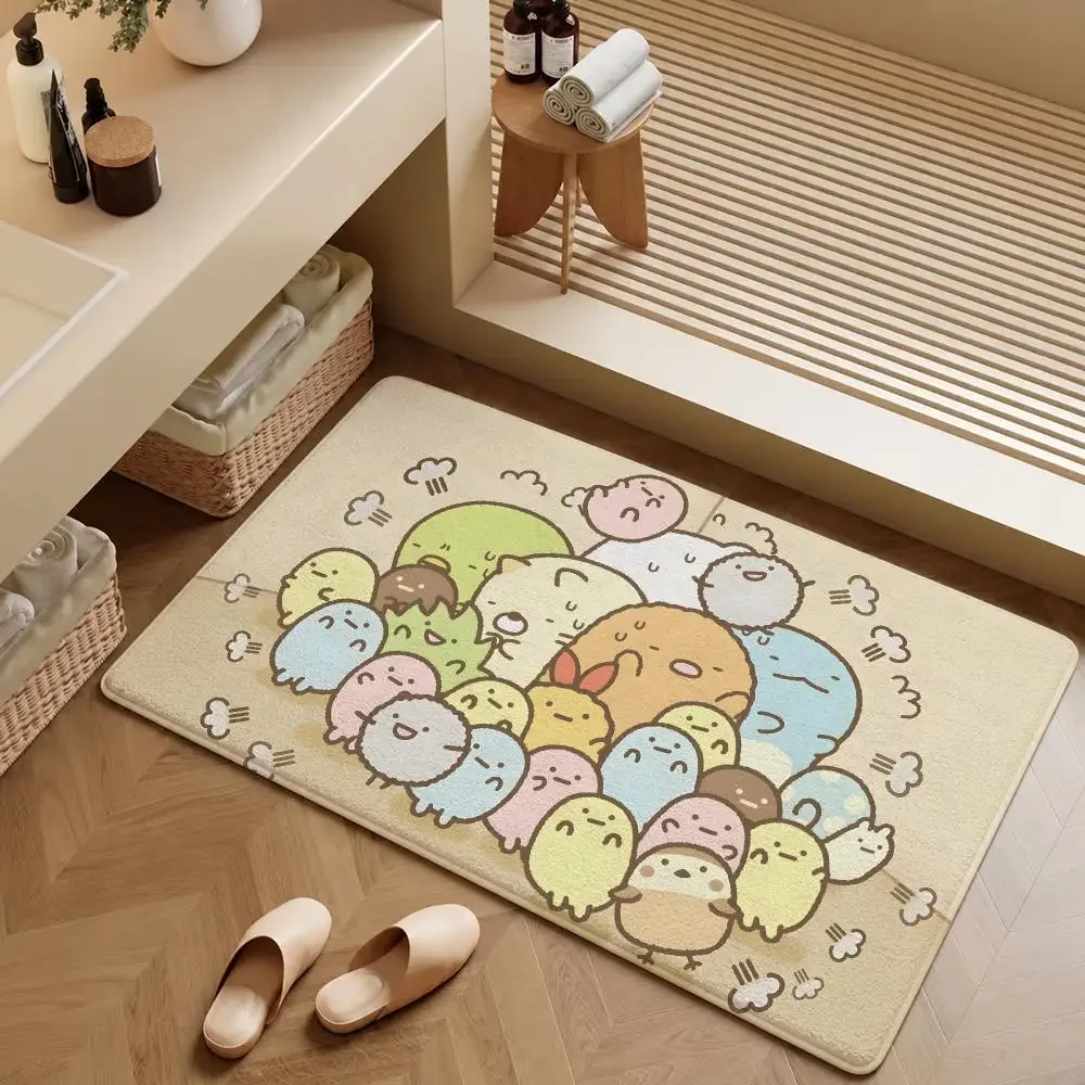 Character Sumikko Gurashi Shirokuma Neko Floor Mat Soft Flannel Entrance Doormat Non-Slip Washable Rug For Bedroom Home Decor