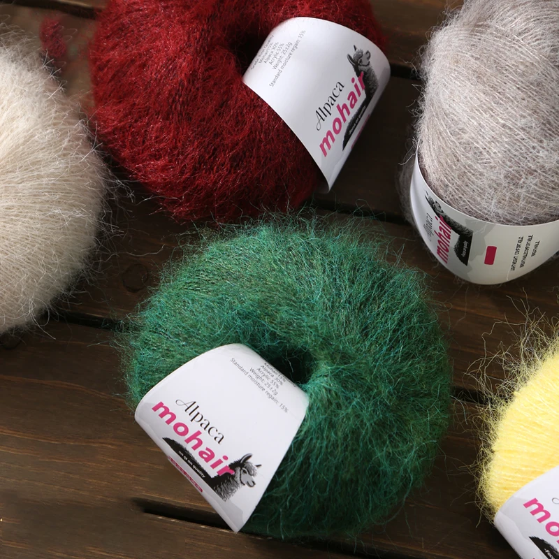 8-teiliges Set Langhaariges Alpaka-Mohair-Garn - 25g pro Strang, Insgesamt 200g, Verschiedene Farben Erhältlich, Mehrfarbiges Strickgarn, Häkelgarn, Geeignet für Stricken von Pullovern, Handschuhen, Haarbändern und Verschiedenen Handarbeiten – Detail 2