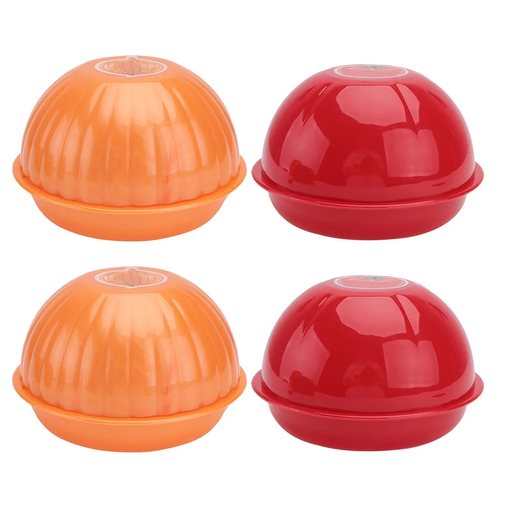 

4 Pcs Vegetable Preservation Bowl Fridge Food Container Fruit Refrigerator Onion-shaped Salad Plastic Useful Bowls
