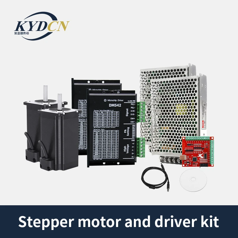 KYDCN 2Pcs Nema23 57HS76 2.3Nm Stepper Motor Kit+DM542 Driver+Mach3 Interface Board + 120W24V Power Supply For CNC engraving