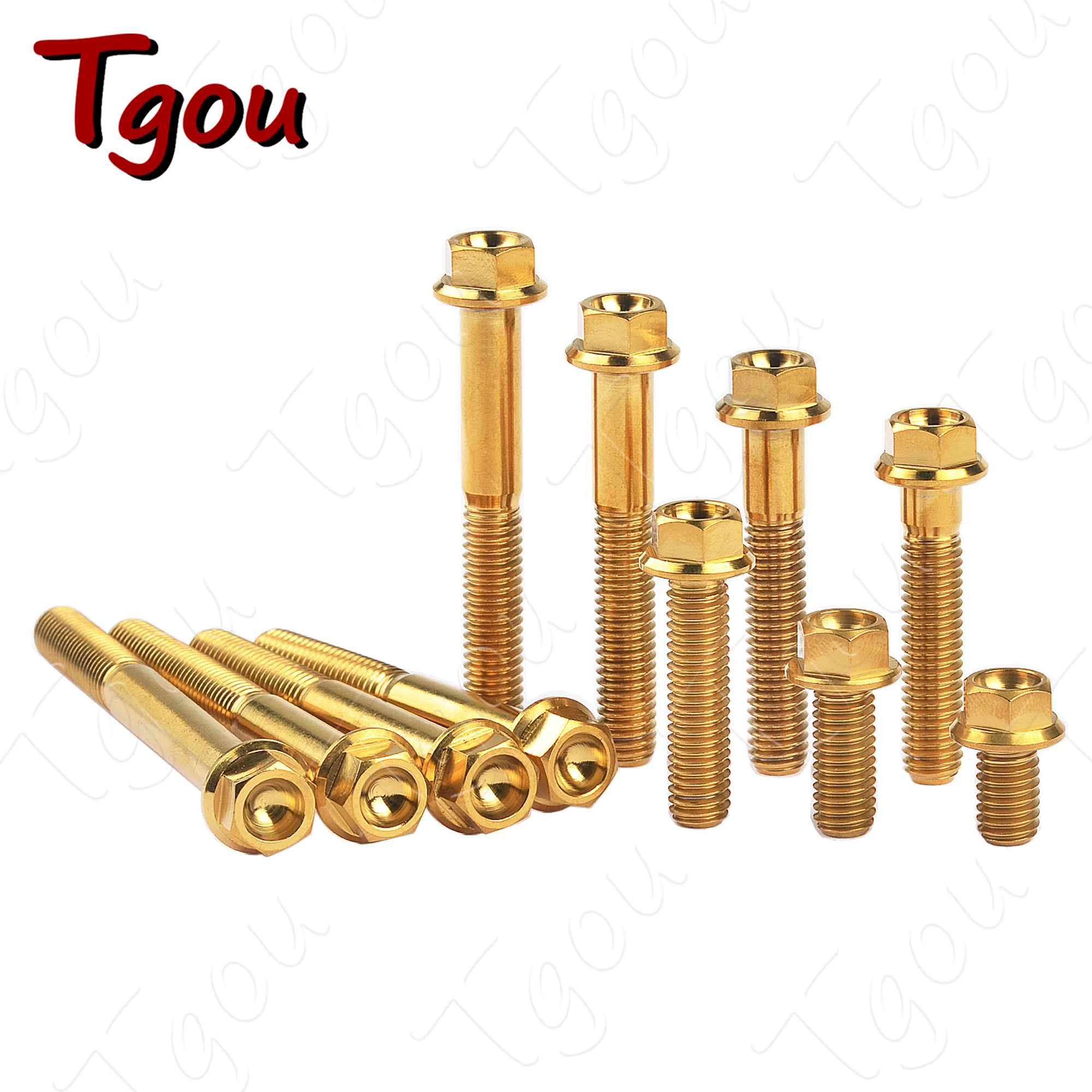 Tgou Titanium Bolt M6x10 15 20 25 30 35 40 45 50 55 60 65mm Flange Hex Head Screw for Bicycle Motorcycle Car