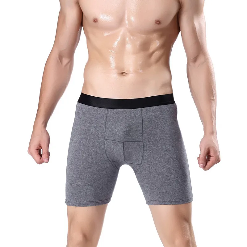 Calcinha masculina de tamanho grande, roupa íntima, perna longa, boxer, cintura média, alongada, esportes, confortável, respirável