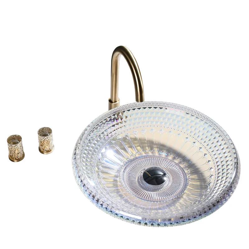 Innovative, stylish, minimalist style, large-size fruit plate, soccer football crystal countertop washbasin