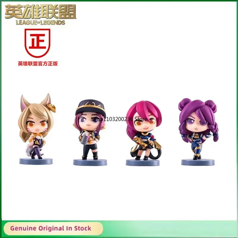 4PCS Original LOL League of Legends KDA Ahri Akali Evelynn Kai\'Sa Mini Anime Action Figures Collectible Ornaments Model Toy Gift