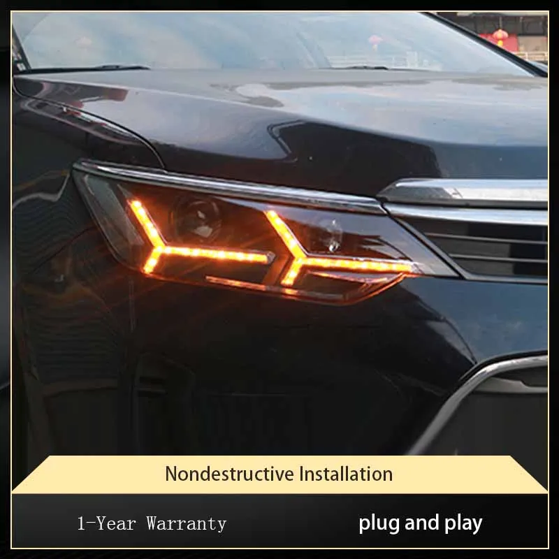 Car Lights For Toyota Camry 2015 2016 2017 Double Color Fish Bone Style Design LED Front Lamp Automotive Accessories