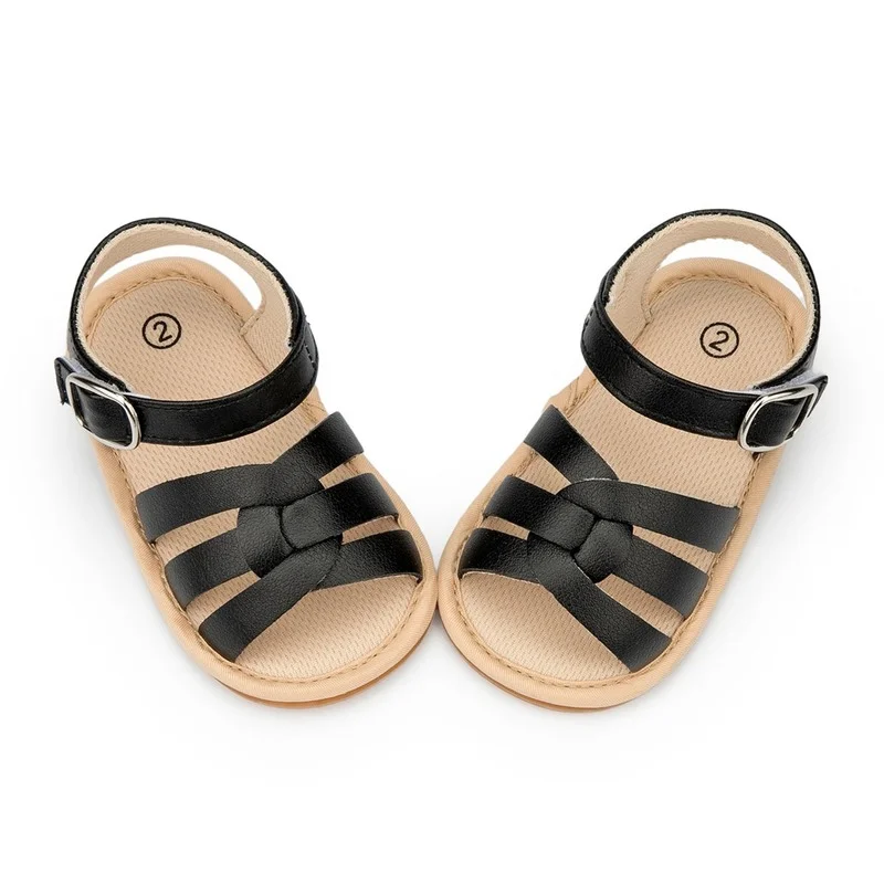 Summer New Baby Boy Girl Sandals Baby Shoes PU Anti-slip Soft Rubber Sole Newborns First Walkers Beach Infant Sandals