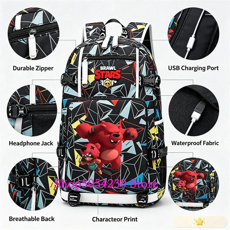 Détestez l'organisation des fournitures désordonnées ? Brawl Stars Hank Lightweight Mochila Escolar Sac à dos multi-compartiments pour la randonnée