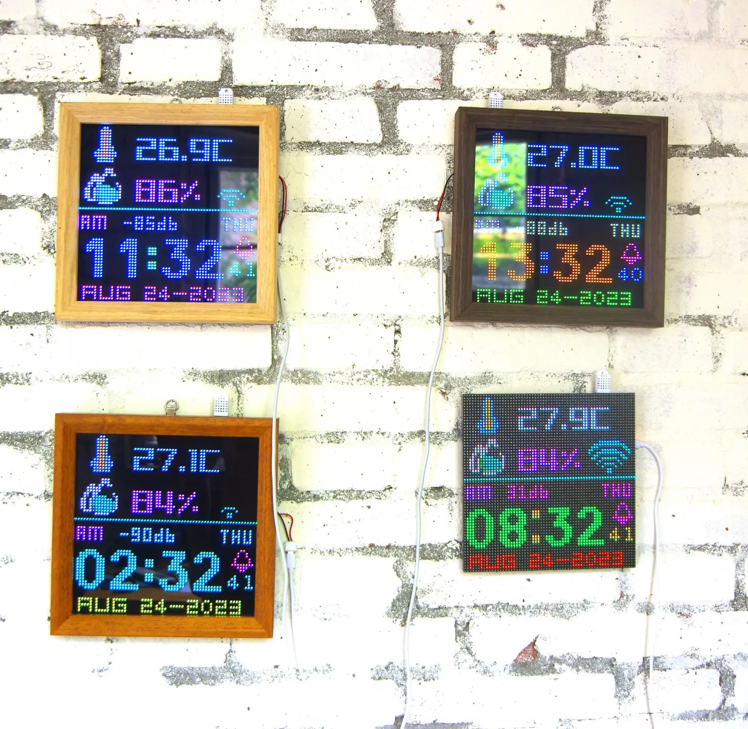 Cool Digital Clock NTP Alarm Clock RBG Matrix led display ESP8266 electronic DIY cool toy gift