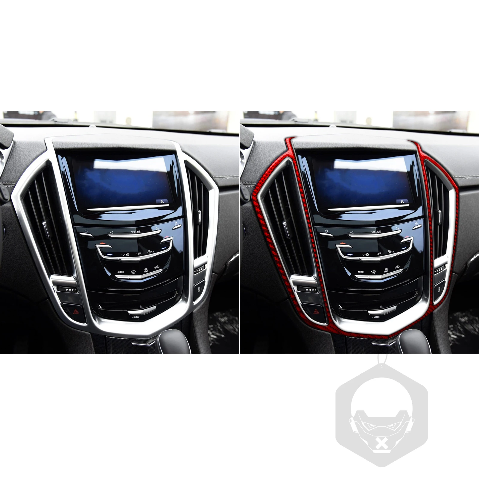 For CADILLAC SRX 2010-2012 Center Console Air Vent Trim Red Real Soft Carbon Fiber Car Interior Accessories Decoration Stickers