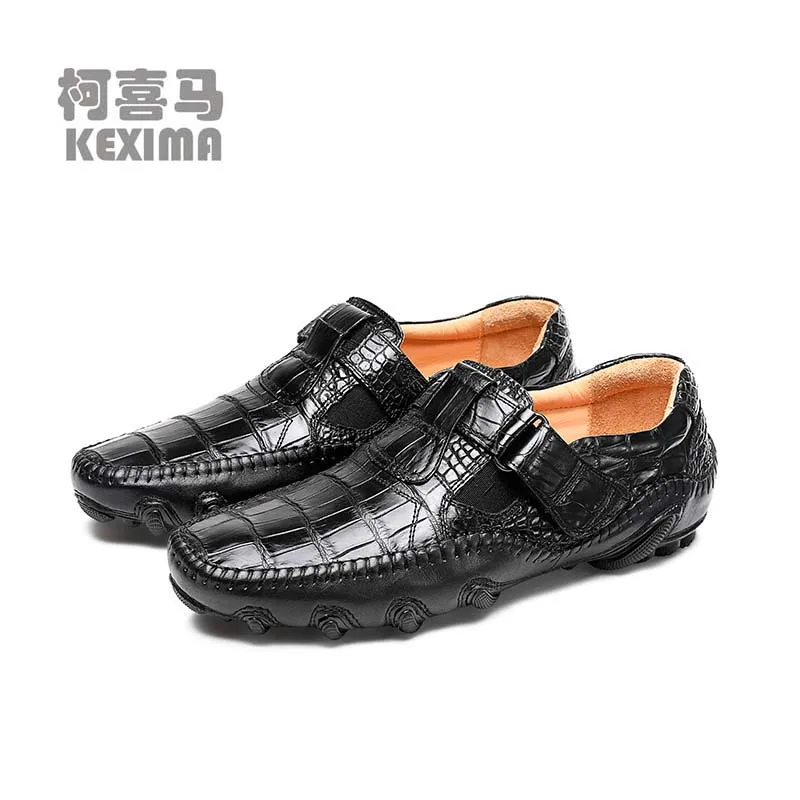 afanzhe new arrival  crocodile  Men shoes  leisure  Round head men Doug shoes  Handmade male crocodile shoes  tide