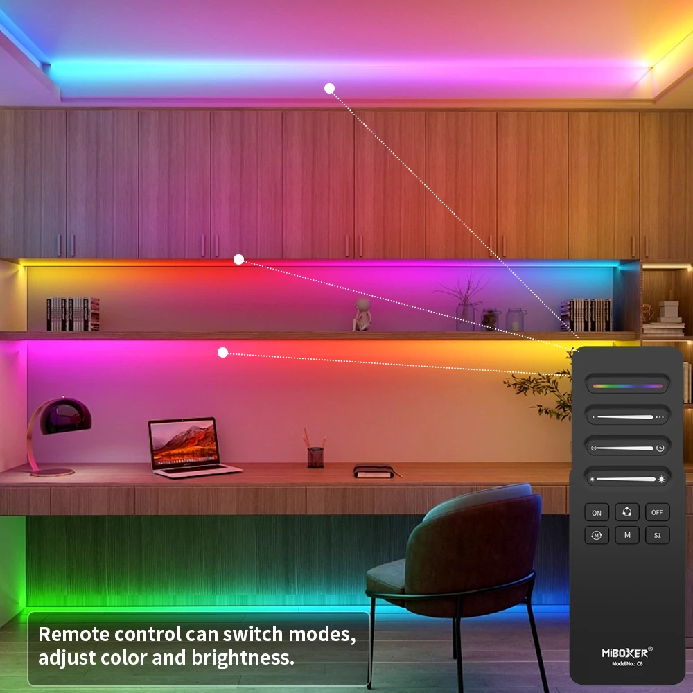 Controller LED Miboxer 2.4G 3 in 1 SPI monocolore/RGB/RGBW per WS2811 WS2812B WS2815 5050 Striscia LED DC5-24V