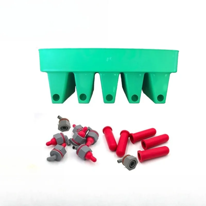 Five-person Animal Husbandry Drinking Water and Milk Drinker with Valve, Veterinary Multi-mouth Feeding Bucket
