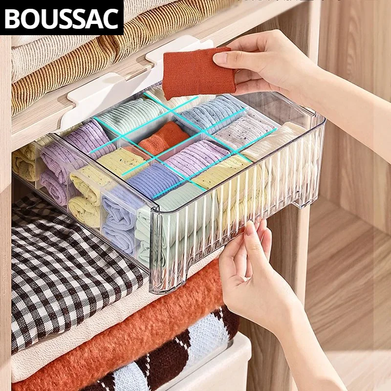 Underwear Organizer Drawer Divider Space Saving Cabinet For Clothes Bedroom Closets Plastic Organizing Boxes